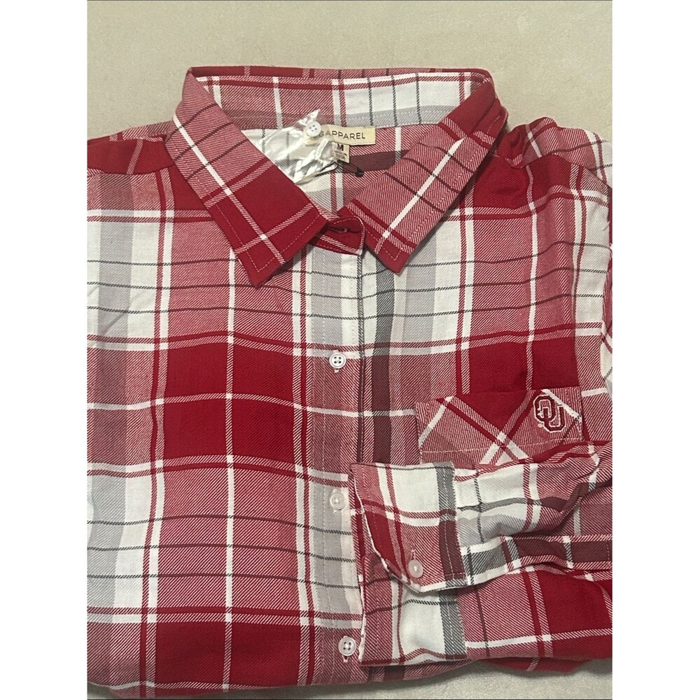 NEW UG Apparel NCAA Oklahoma Sooners Women’s Plaid Flannel Shirt M